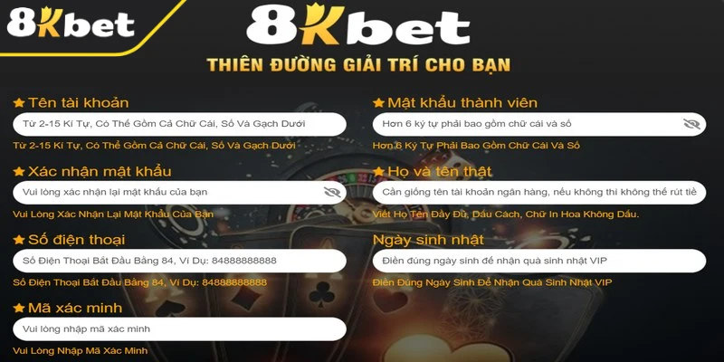 Quy trình đăng ký tài khoản 8KBET để trở thành hội viên nhà cái chỉ với vài bước đơn giản